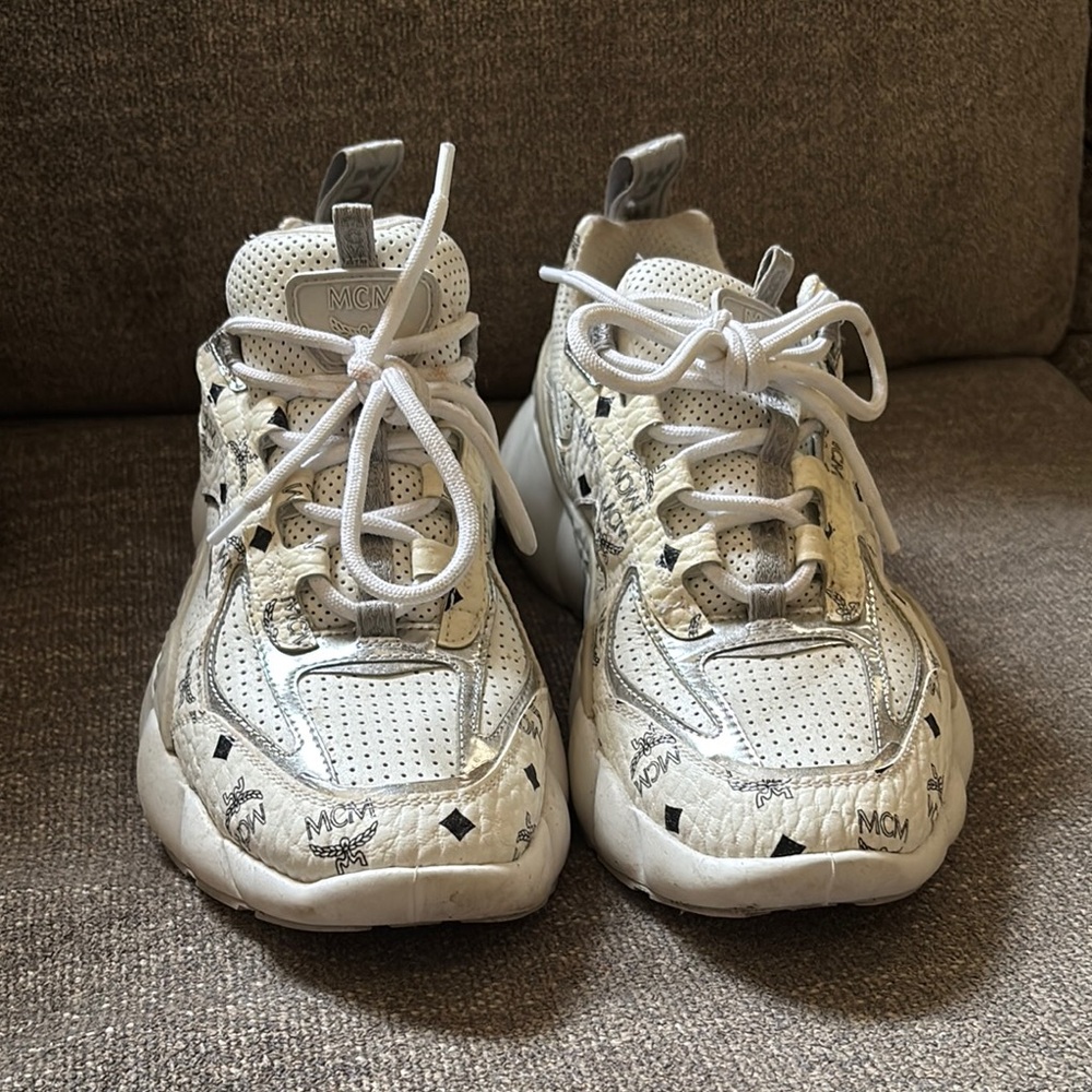 MCM White Chunky Sneakers with Cushioned Sole